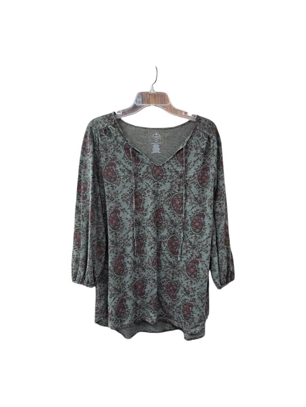 St. John's bay womens green boho lomg sleeve blouse